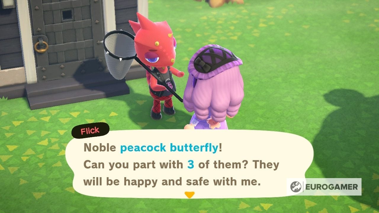 Animal Crossing Flick Commissions and what time does Flick leave in